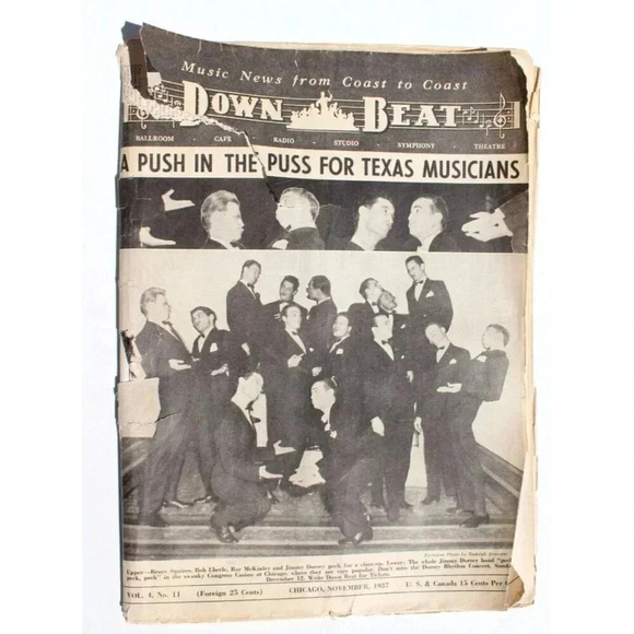Vtg November 1937 Down Beat Music Magazine Vol. 4 No. 11 - Jimmy Dorsey - Picture 1 of 2
